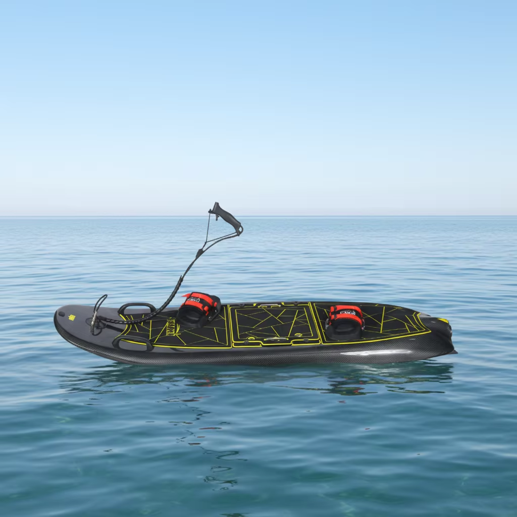 Electric surfboard side view